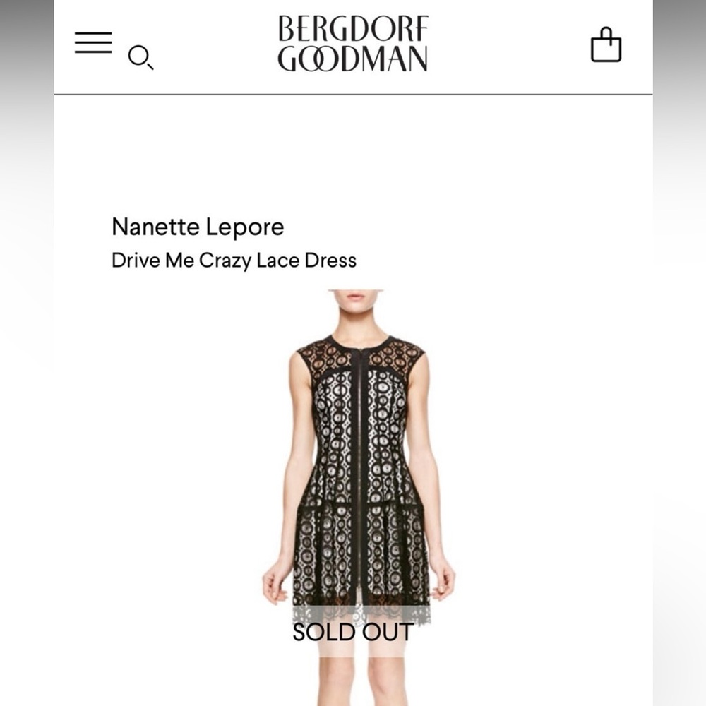 NWT Nanette Lepore “Drive Me Crazy” Black Lacce Dress, Size 4